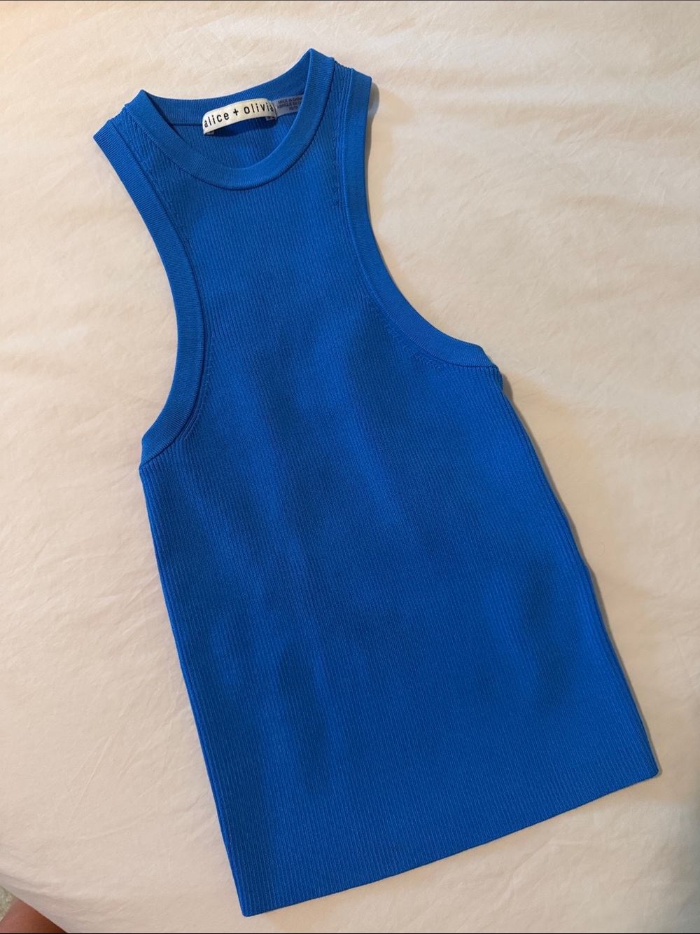 NWOT Alice + Olivia Electric Blue Ribbed Tank Top size XS